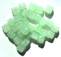 30 9x10mm Matte Green, Crystal, White Marble Cube Beads